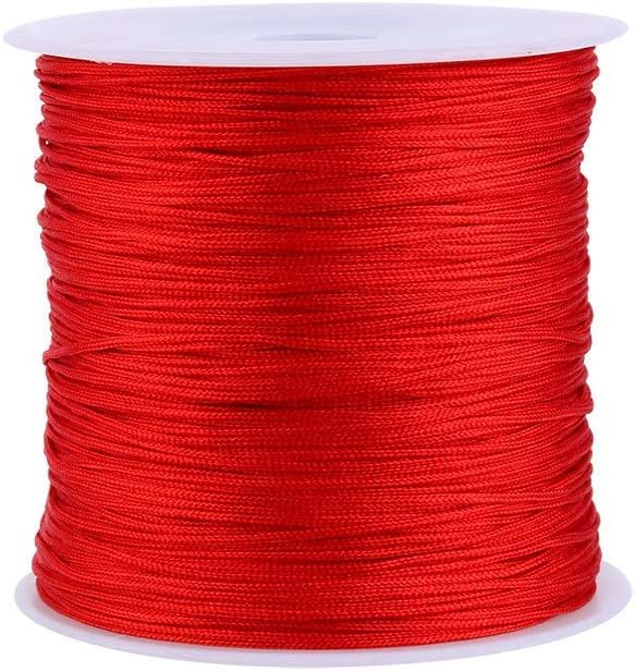 Chinese Knot Cord, 100m X 0.8mm Nylon Red String for Red String Bracelet Making, Rattail Trim Cord String Nylon Red Chinese Knot Cord Jewelry Making Cord String