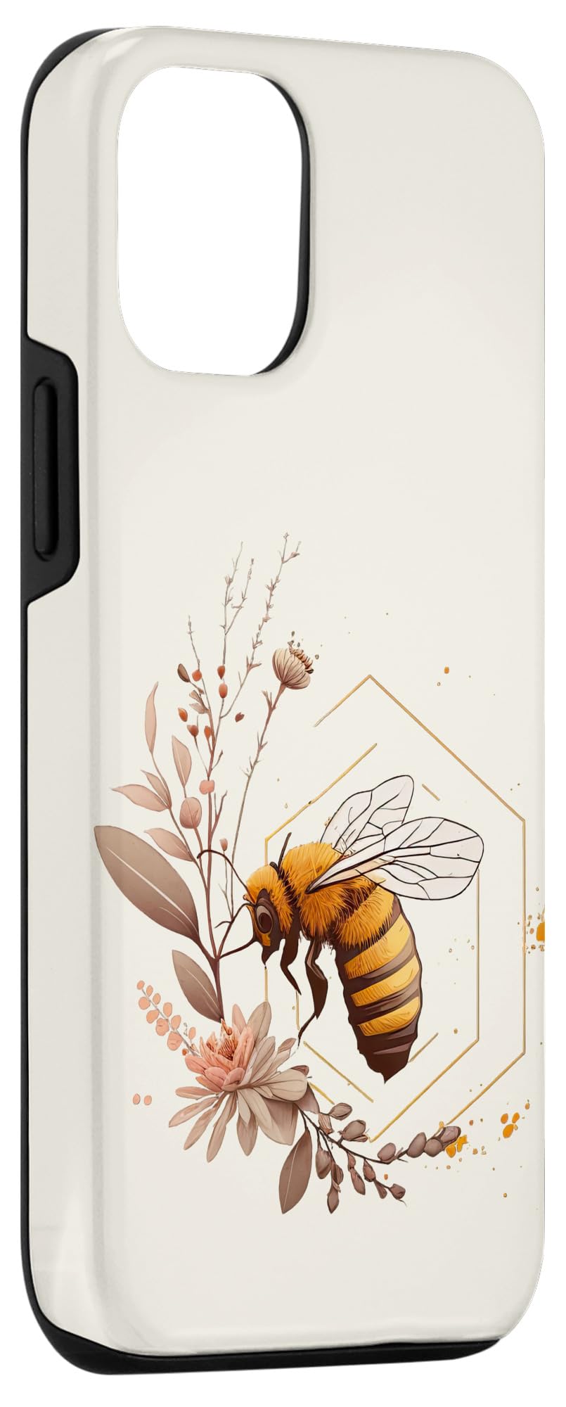 iPhone 13 Pro Honey Bee Gold with Peach Blossoms Case - Image 3