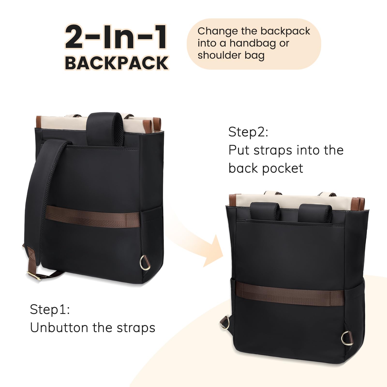 GOLF QUALITY Zaino Porta PC Donna 16 Pollici, Zaino Lavoro Antifurto, Zaino da Università Impermeabile, Computer Backpack Capiente per Laptop per Viaggi, Docente, Ufficio, Scuola