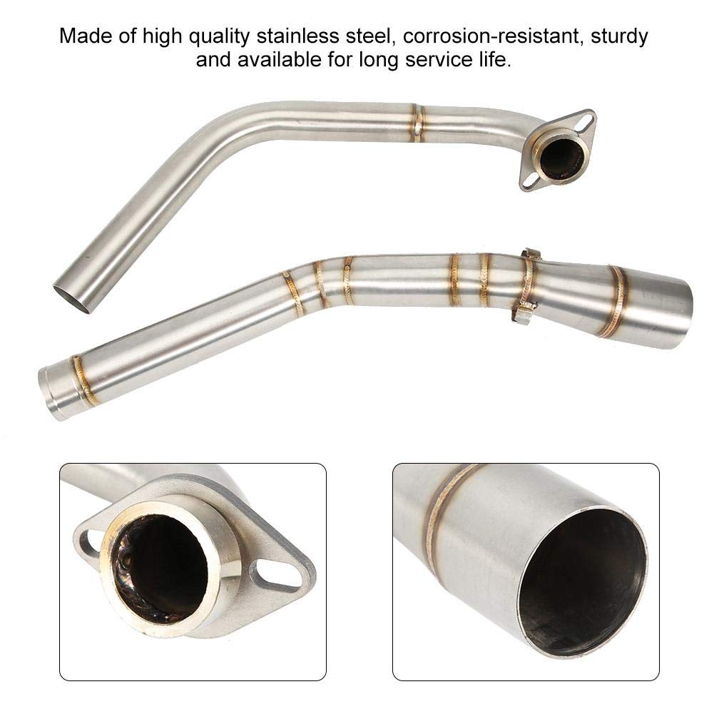 Tuyau d'échappement de moto, Tuyau d'échappement de moto Qiilu, tuyau de liaison intermédiaire d'échappement de modification de moto en acier inoxydable adapté pour YZF R15 MT-15 MT-125 2008-2017
