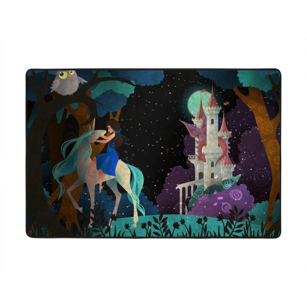 Tapis licorne salon velours corail 203x147cm pour isoler les pieds du sol froid