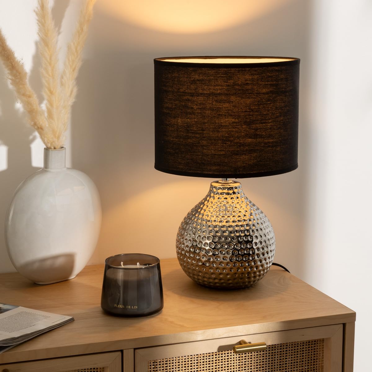 Atmosphera - Lámpara 'Mozo' plata - cerámica A. 38 cm