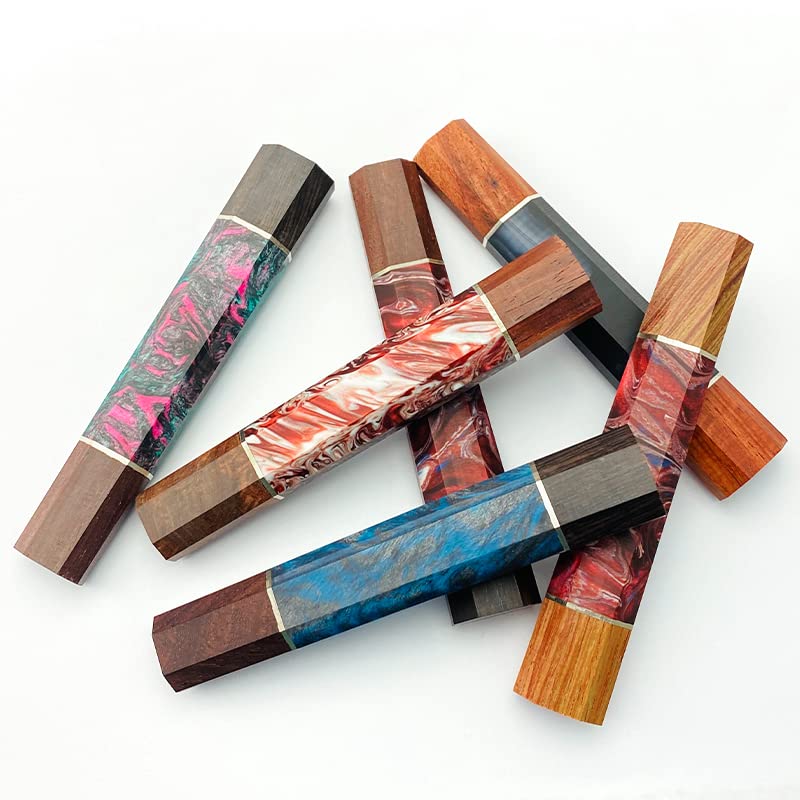 Echeson 1PC Japanese Resin Octagonal Knife Grip Fits for Fruit Knives, Wooden Boning Knife Handle Blank DIY Replacement