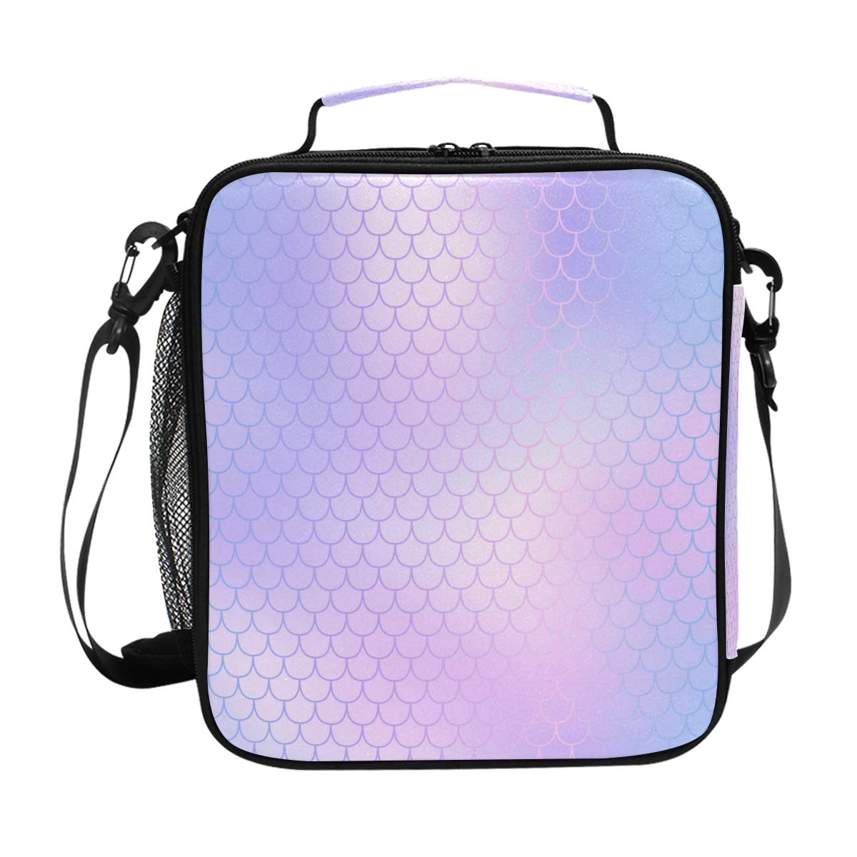 Borsa per il pranzo per uomini e donne a forma di sirena, blu isolata, borsa per il pranzo a forma di coda di sirena, grande scatola per il lavoro, per adulti, riutilizzabile