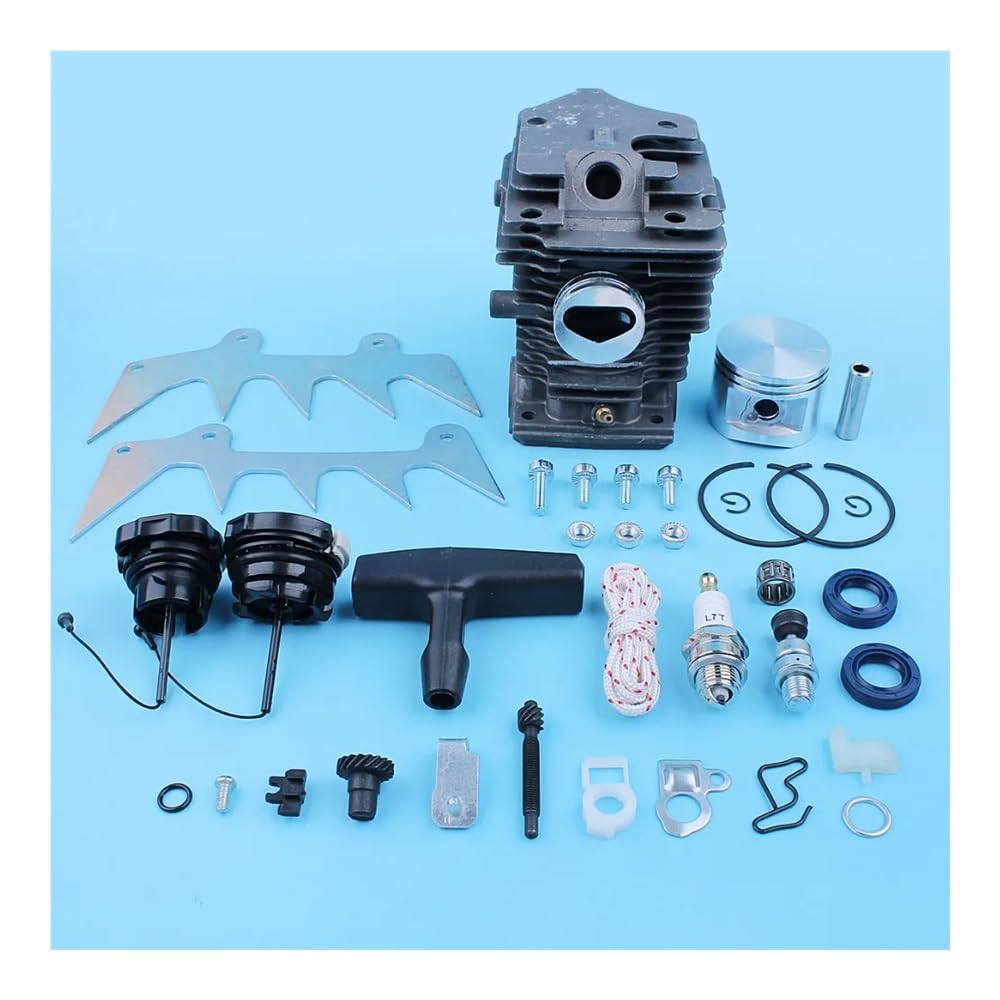 Kit de Ajuste de púas de trinquete de pistón de Cilindro de 46 mm for Motosierra MS280, MS270, MS 270 y 280. Tapa de Gasolina y trinquete de Arranque.
