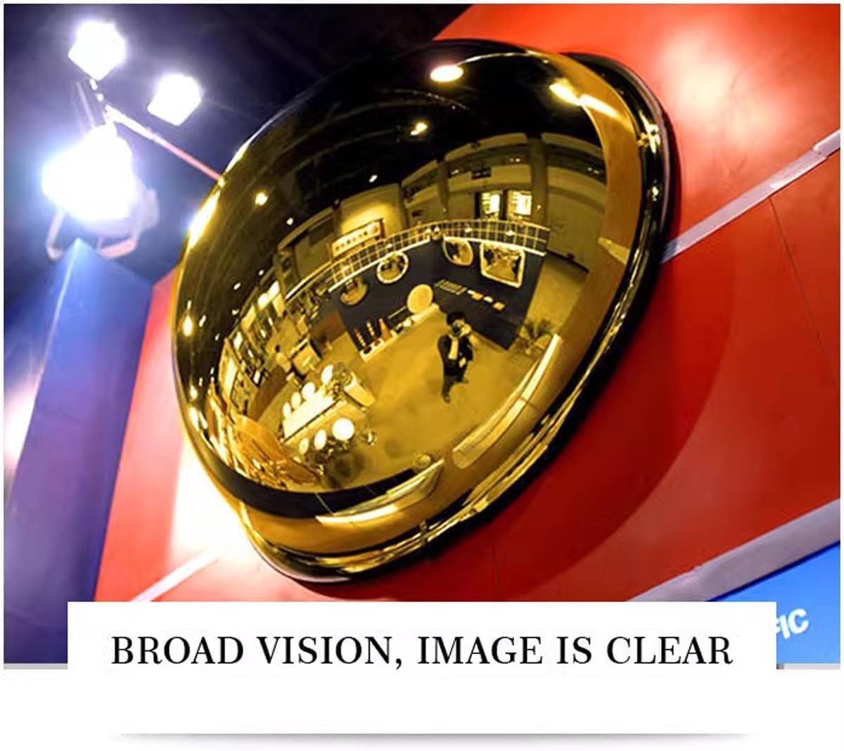 Industrial Safety Mirror, Half Dome Convex Mirror, Ceiling Mounting, Medium Size, Acrylic Material, Convex Shape for Enhanced Visibility and Safety