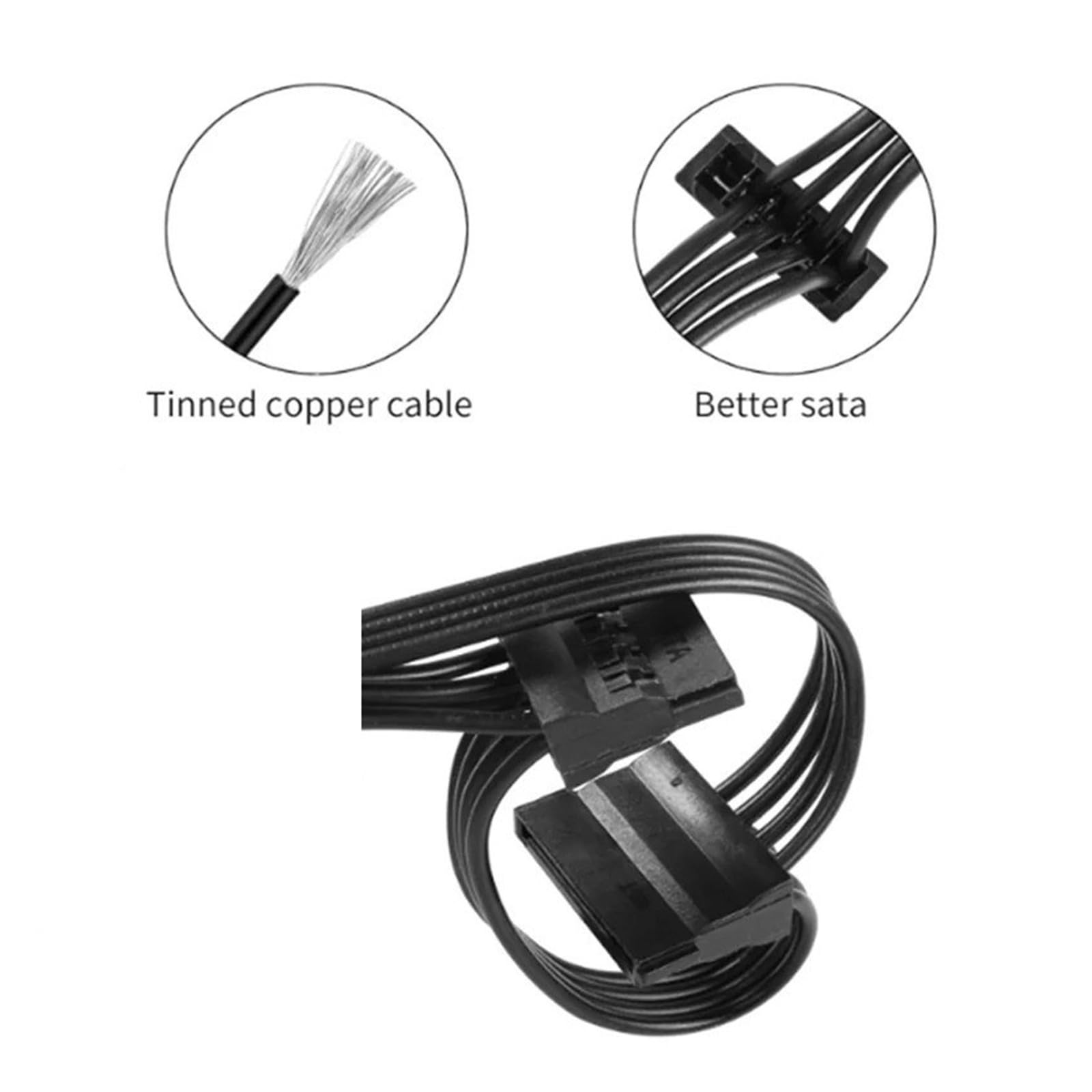 Generico Cavo di alimentazione LP4 IDE 4 pin maschio a multi SATA 15