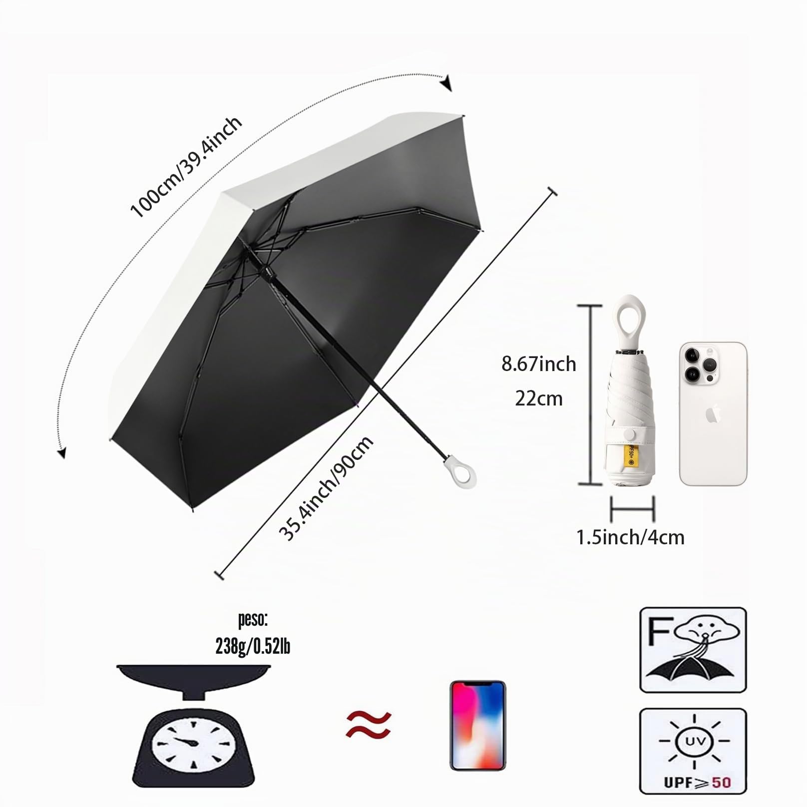 erised's bifrost Mini Ombrello Parasole Pieghevole da Viaggio Portatile e Donna Compatto Resistente Leggero/Anti UV di Alta Qualità Tascabile Pioggia Ombrellino Sole