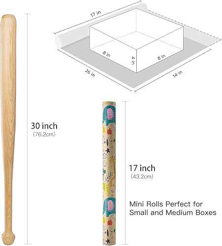 Miniatura 7 de RUSPEPA Rollo de papel de regalo para baby shower, 17 pulgadas x 16.4 pies, diseño colorido de animales de dibujos animados en papel kraft, para