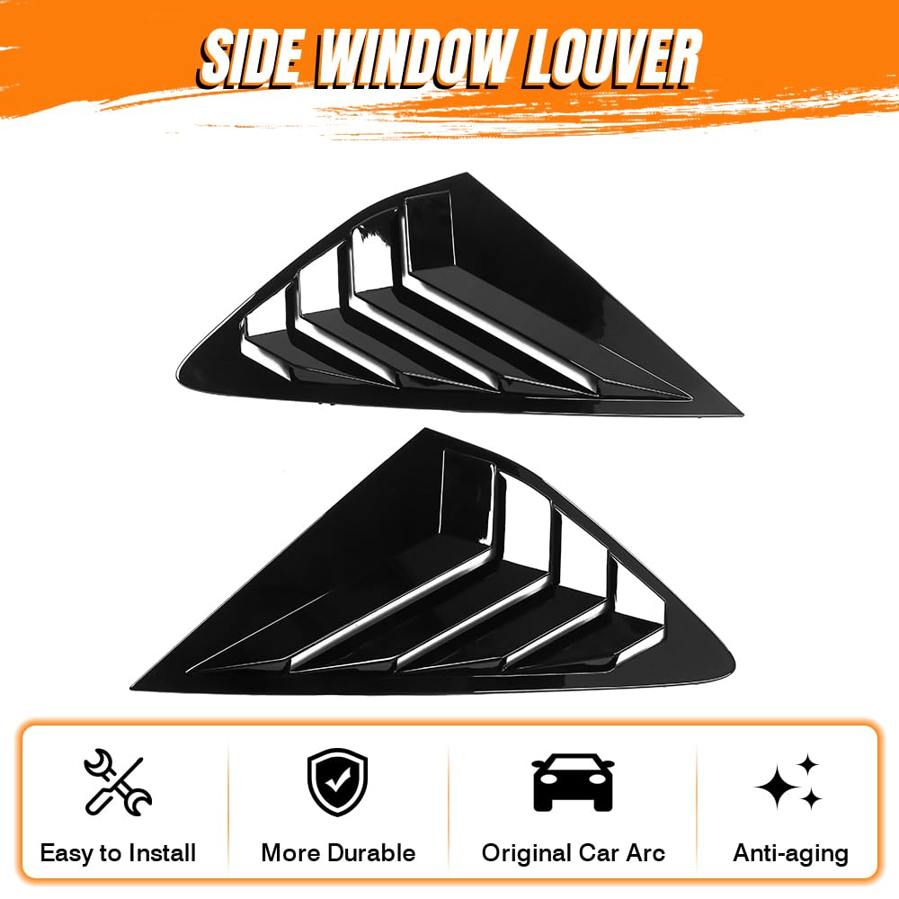 MODILOVER Side Window Louvers, Compatible with 2023-2025 Honda Accord Sedan 4-Door, ABS Plastic Gloss Black IKON Style Air Vent Scoop Shade Cover Blinds, 2PCS