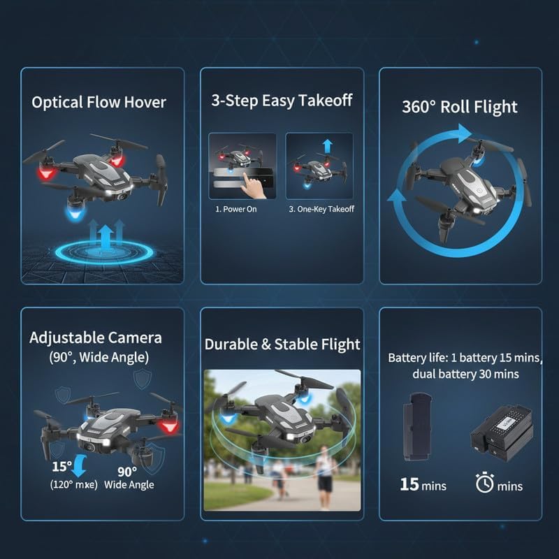 Image of BrUsHlEsS-fOlDaBlE-DrOnE-WiTh-hQ-WiFi-cAmErA-ReMoTe-cOnTrOl-fOr-kIdS-QuAdCoPtEr-wItH-GeStUrE-SeLfIe-fLiPs-bOuNcE-MoDe-aPp-oNe-kEy tAkE-OfF (J2)