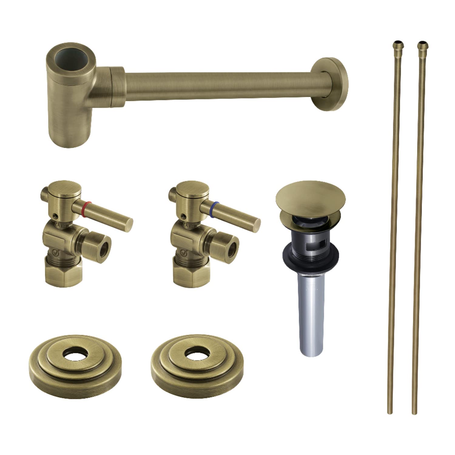 Kit de garniture d'évier en laiton antique Kingston Brass avec siphon bouteille