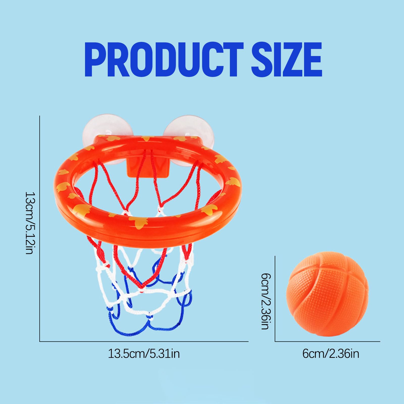 Bath Toys- Bathtub Basketball Hoop for Kids, Strong Suction Cups Basketball Hoop and 3 Soft and No Hole Balls, for Bathroom Bath Indoor Shower Plaything — view 7