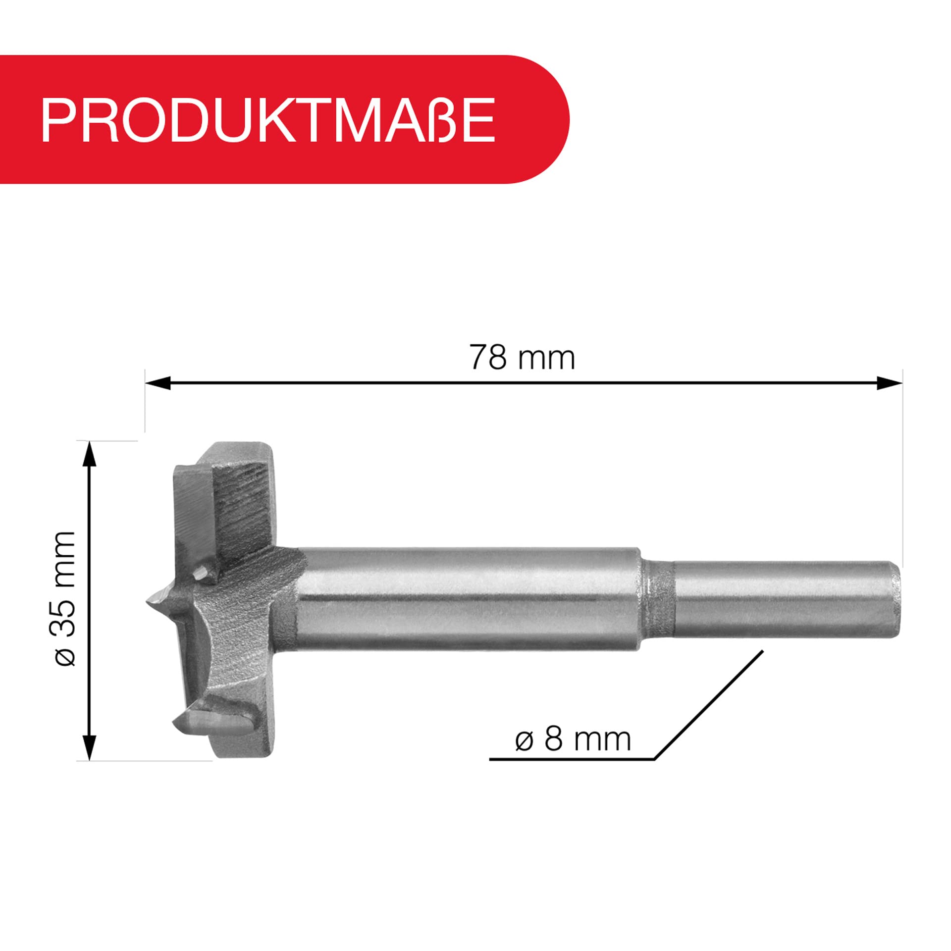 LouMaxx Forstner - Punta per trapano 35 mm, centraggio incorporato, diametro 35 mm, acciaio robusto