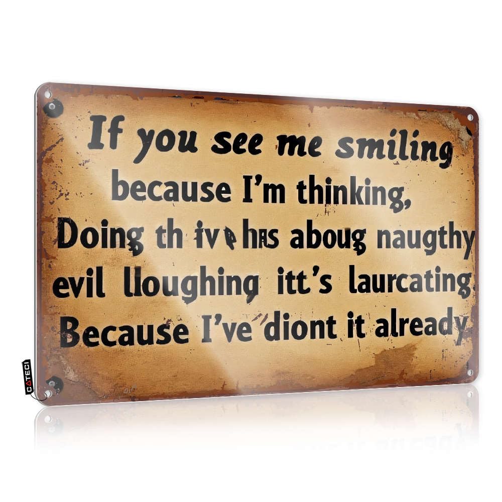 If You See Me Smiling, It's Lauging. Artwork Sarcastic - Matal Sign Anniversary Vintage Wall Art(30X40CM)