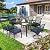 Domi Outdoor 7 pcs Patio Dining Set, Metal Dining Table, Swivel and Dining Chairs Conversation Set with Removable Navy Blue Cushions for Garden Lawn Yard