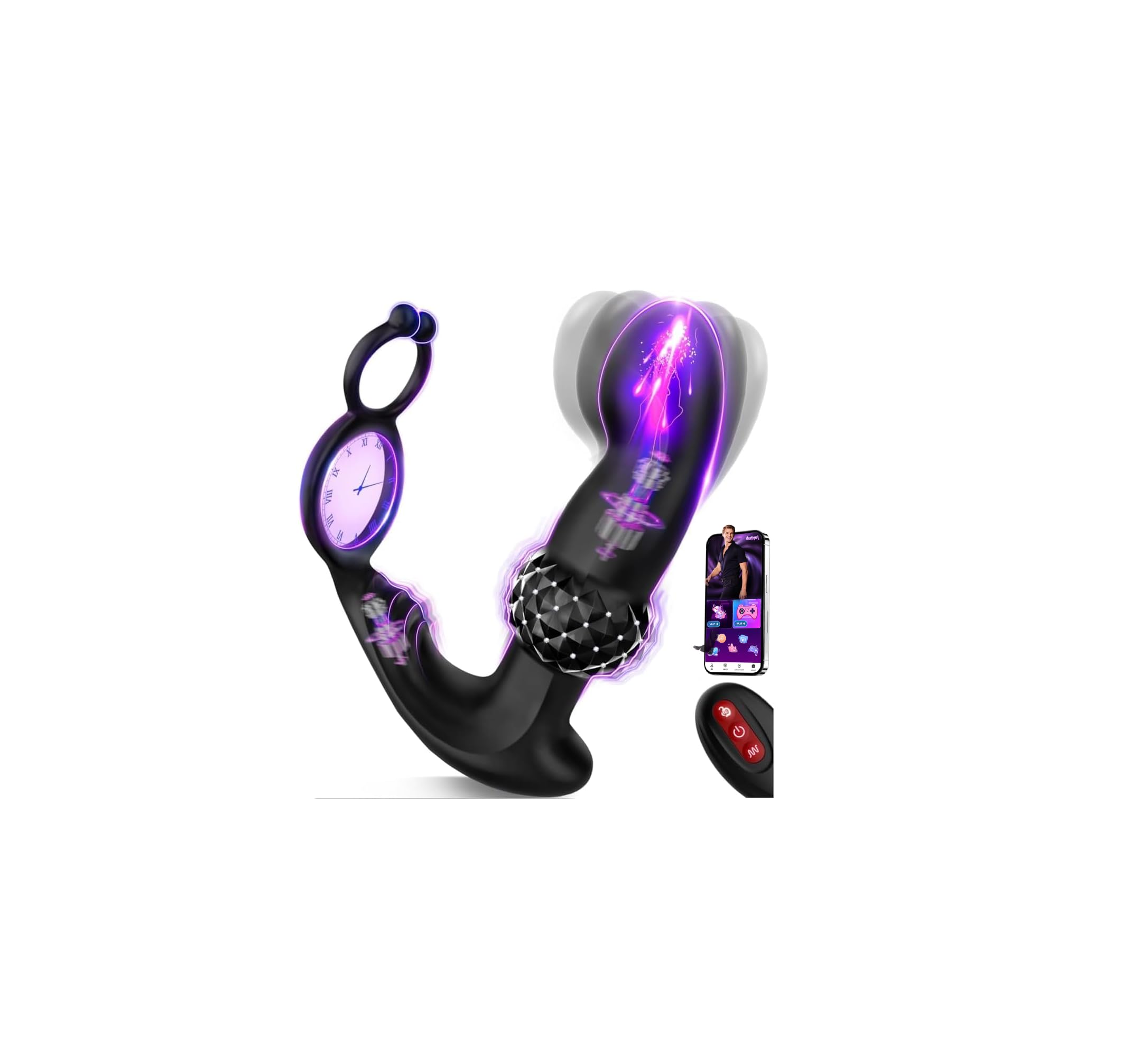 Prostate Massager AI Sync Male Sex Toys, Expanding Anal Plug Beads & 60° Finger-Thrust Motion, Vibrating Butt Plug with 7 Tapping & Vibrating Modes Anal Toys, Cock Ring Adult Sex Toy for Women Couples
