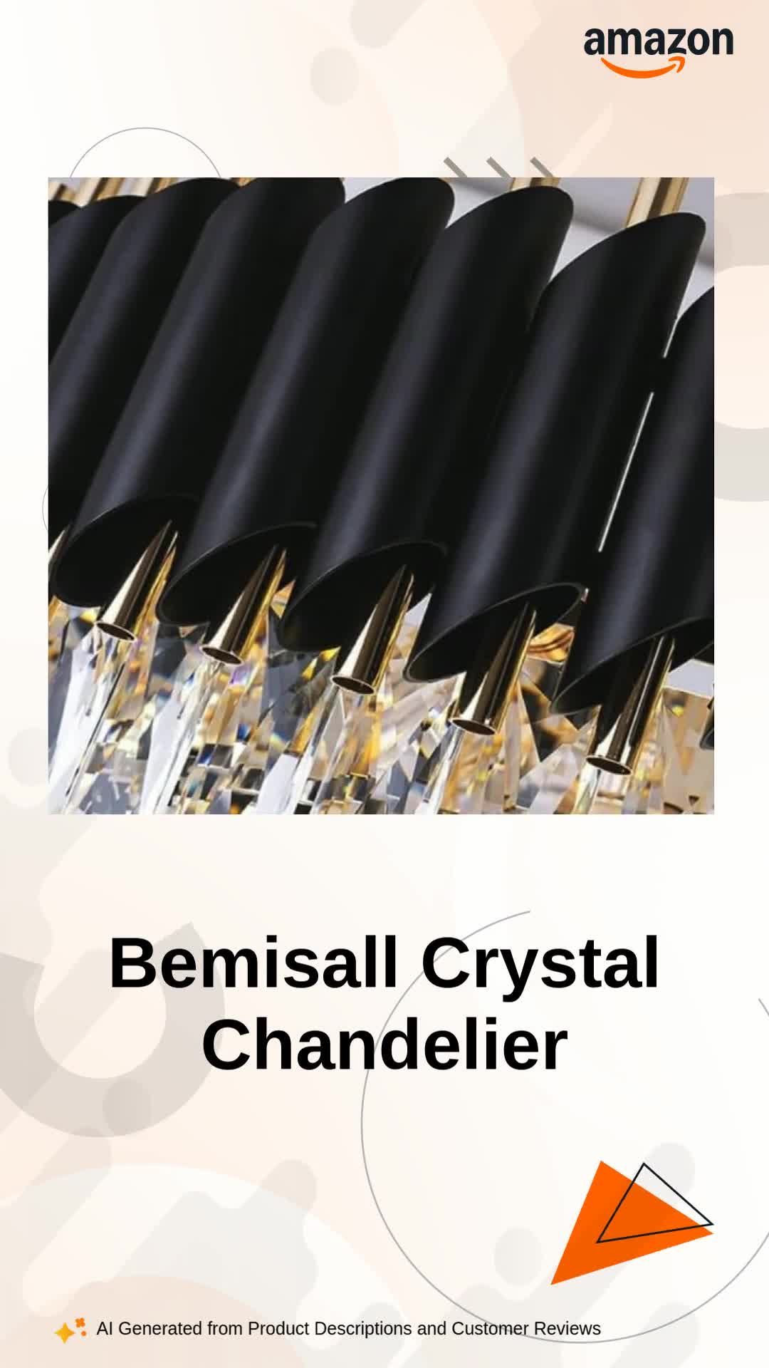 Buy Bemisall Black Golden Italian K9 Crystal Pendant Ceiling Metal