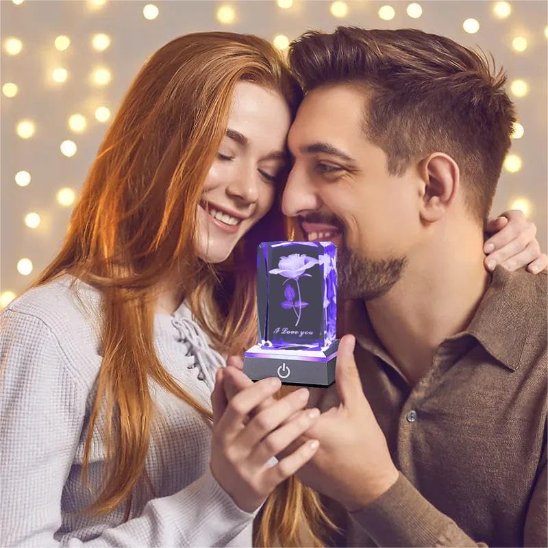 Image of 3D Rose Crystal Multicolor Nightlight,I Love You Decolamp,Perfect Thanksgiving and Christmas Gifts for Mom Mother My Girlfriend Wife Her,Unique Valentines Anniversary Birthday Presents Ideas