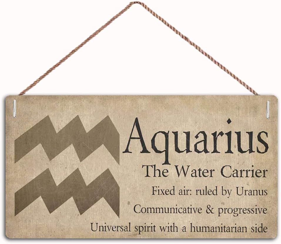 WEIMEILD Aquarius The Water Carrier Beautiful Spiritual Gift Astrology Sign，Family Decor Sign，Wall Door Sign,12"X6"Sign(W9a-222)