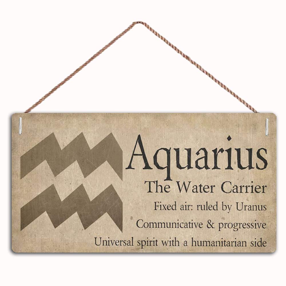 WEIMEILD Aquarius The Water Carrier Beautiful Spiritual Gift Astrology Sign，Family Decor Sign，Wall Door Sign,12"X6"Sign(W9a-222)