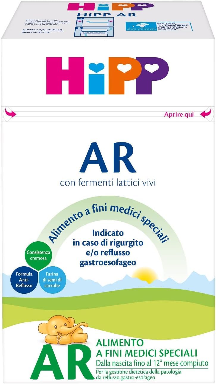 HiPP Latte AR in Polvere, Anti-Reflusso, dalla Nascita Fino AI 12 Mese, Latte in Polvere, 4 Confezioni da 600 gr, Neonato, Latte in Polvere per Neonati
