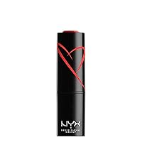 Vista 23 de NYX PROFESSIONAL MAKEUP Lápiz labial satinado Shout Loud, infundido con manteca de karité - Objetivos de esposa (Azul Rojo)