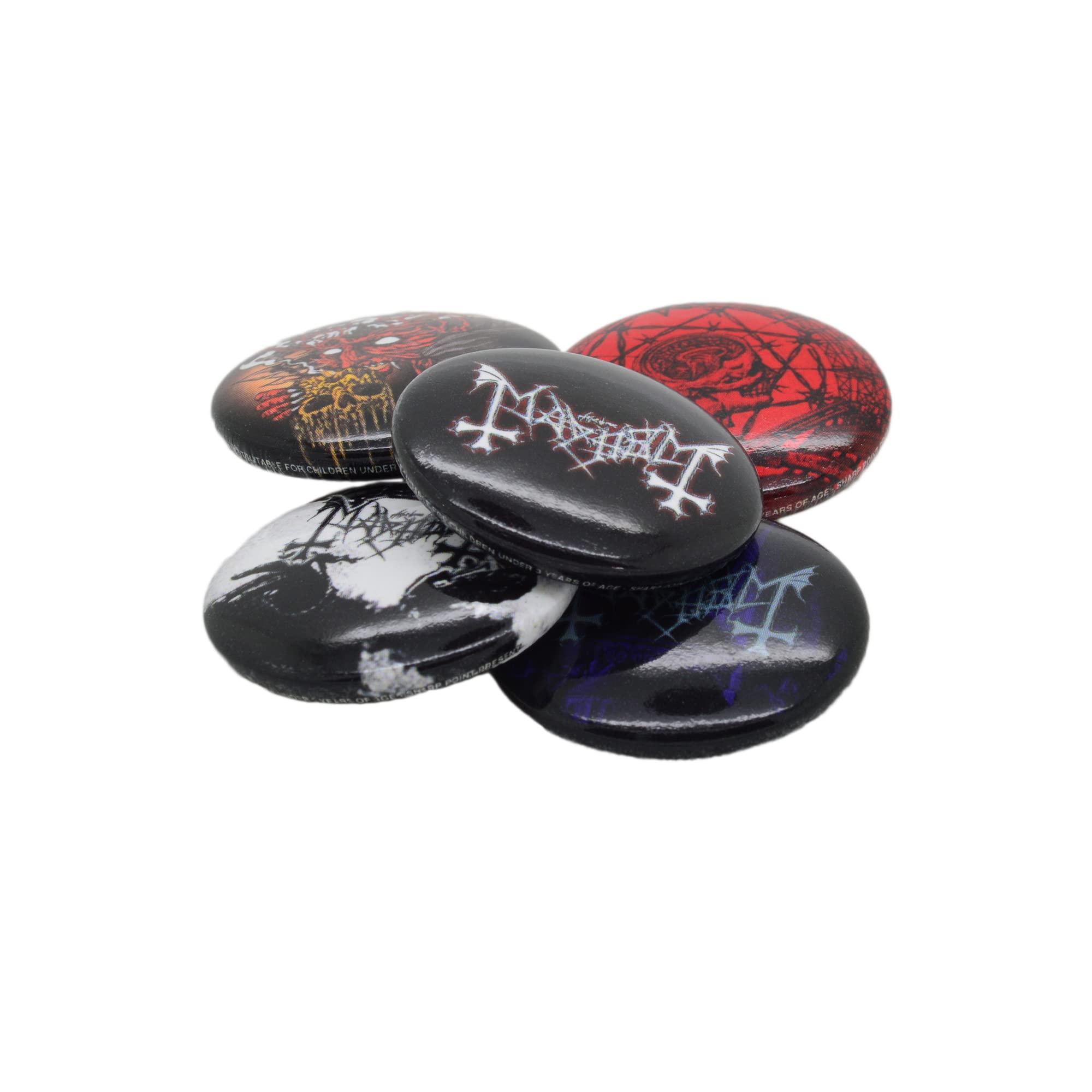 Mayhem 5 button badge pack, One Size, Metal, no gemstone