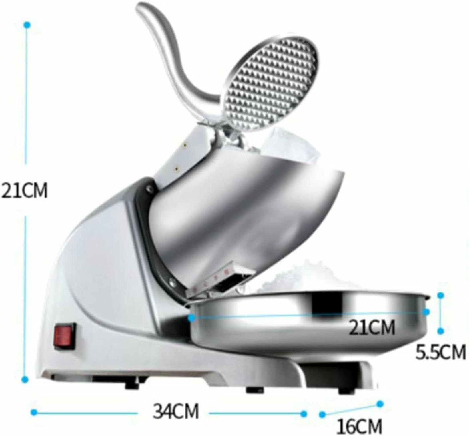 Crusher di Ghiaccio, Macchina per Rasole di Ghiaccio Elettrico, velocità Regolabile, Macina Fino A 95 kg/h, Produttore di Cono di Neve in Acciaio Inossidabile per Uso Domestico E Commerciale