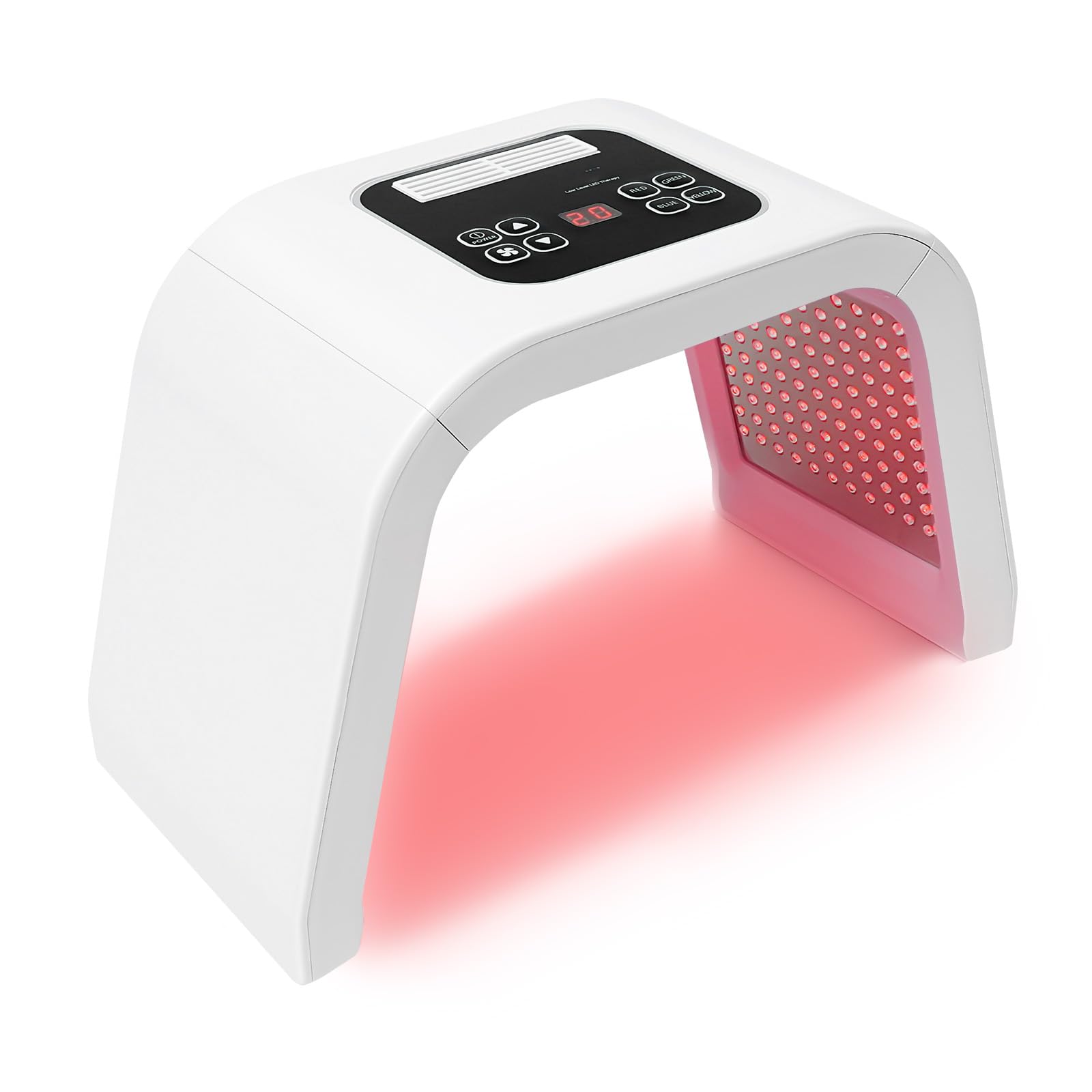 7 Farben LED Beauty Machine Photonen Therapie Gesichtsbehandlung Hautverjüngung Gerät, 7-in-1 Spektrum Lichttherapie Gerät mit 3-seitigem Licht für Salon und Zuhause