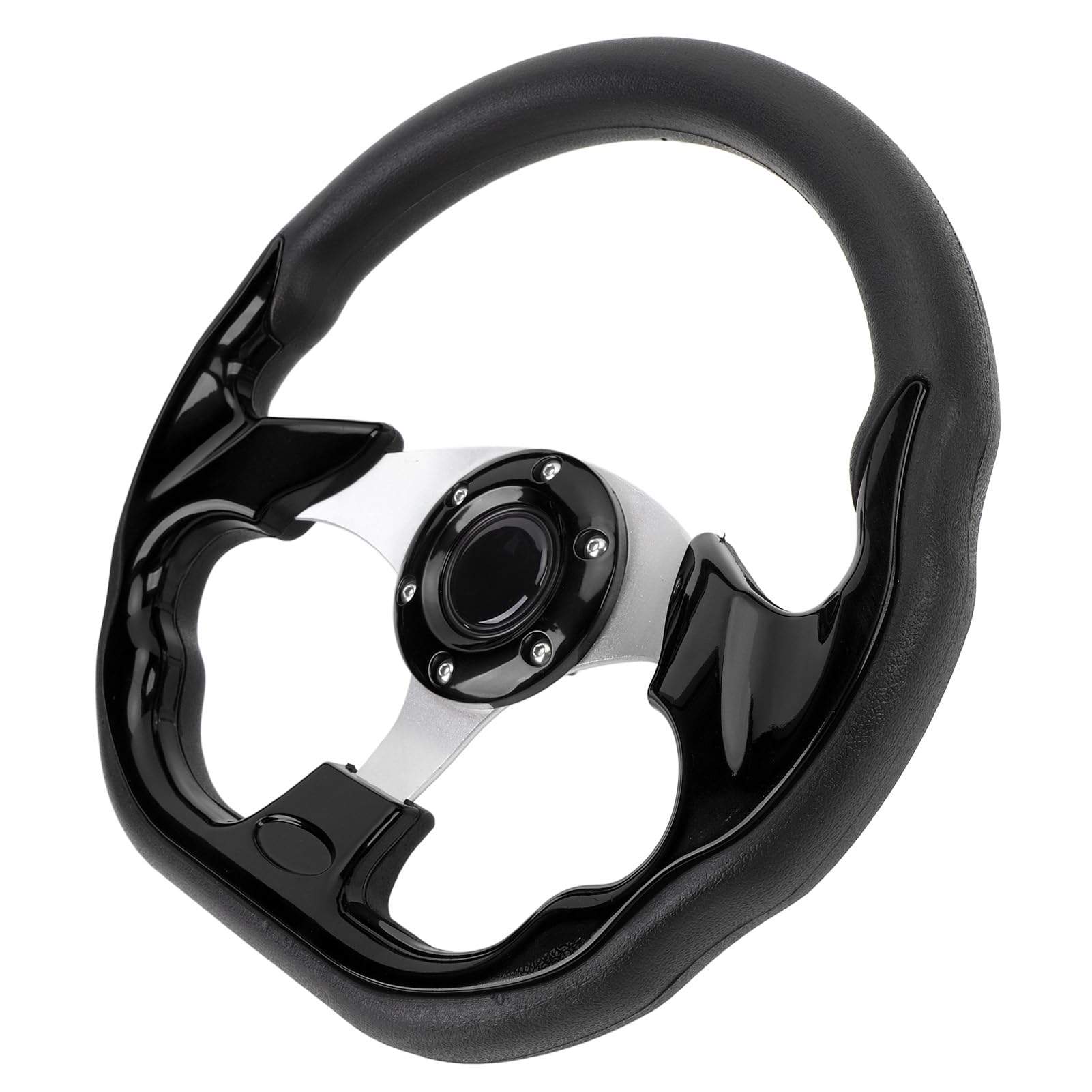 13in Volante Auto Pelle PU Telaio Rosso Alluminio (BLACK)