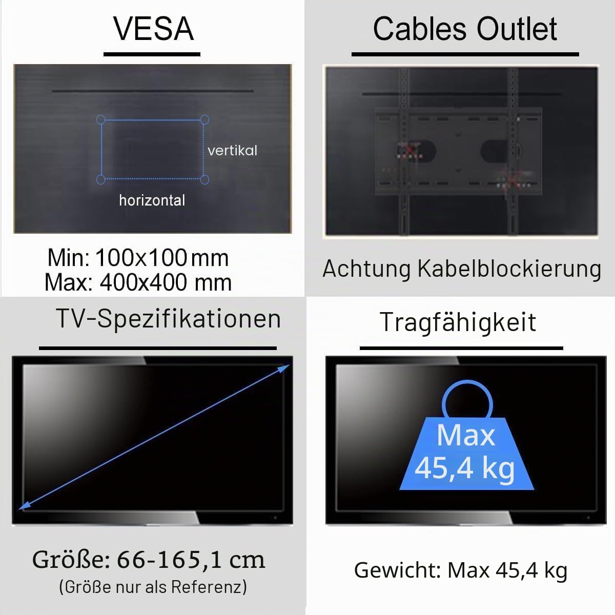 Suptek TV Deckenhalterung Für 26-55 Zoll LCD LED Plasma Flachbildschirme höhenverstellbar mit Neigungs und Schwenkbewegung MC4602