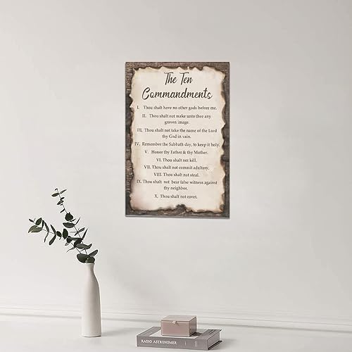 Miniatura 32 de Arte de Pared Cruz de los Diez Mandamientos Arte de Pared de los 10 Mandamientos Versículo Bíblico Religión Cristiana Escritura Imágenes Decoración