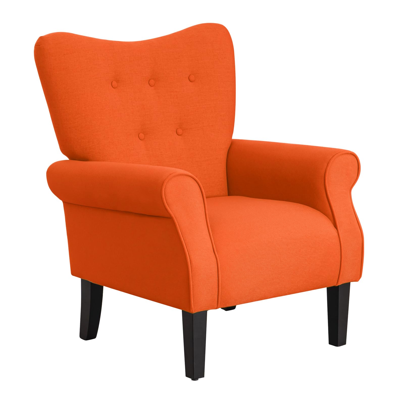 MELLCOM Mid Century Wingback Arm Chair,Modern Upholstered Fabric High Back Accent Chair with Wood Legs,Upholstered Single Sofa Club Chair for Living