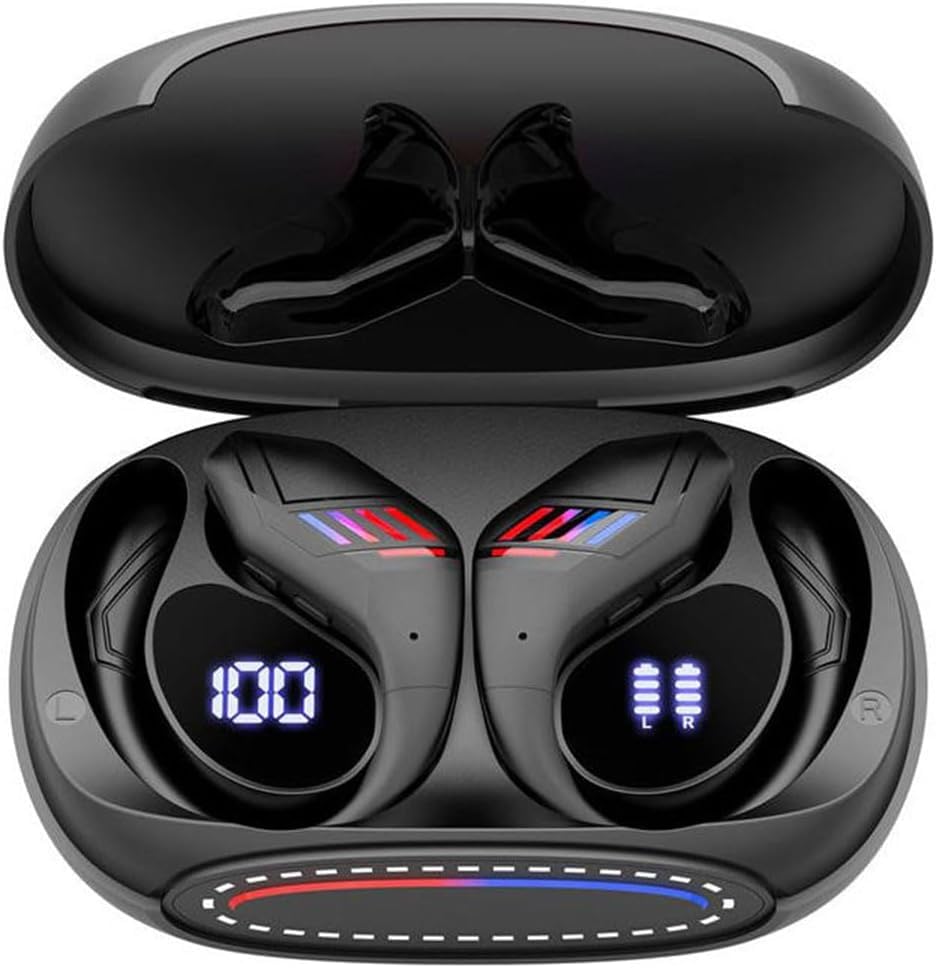 Bluetooth Headphones Wireless Earbuds Over Ear Buds Sports Earphones Deep Bass with Dual LED Power Display Earhooks Headset
