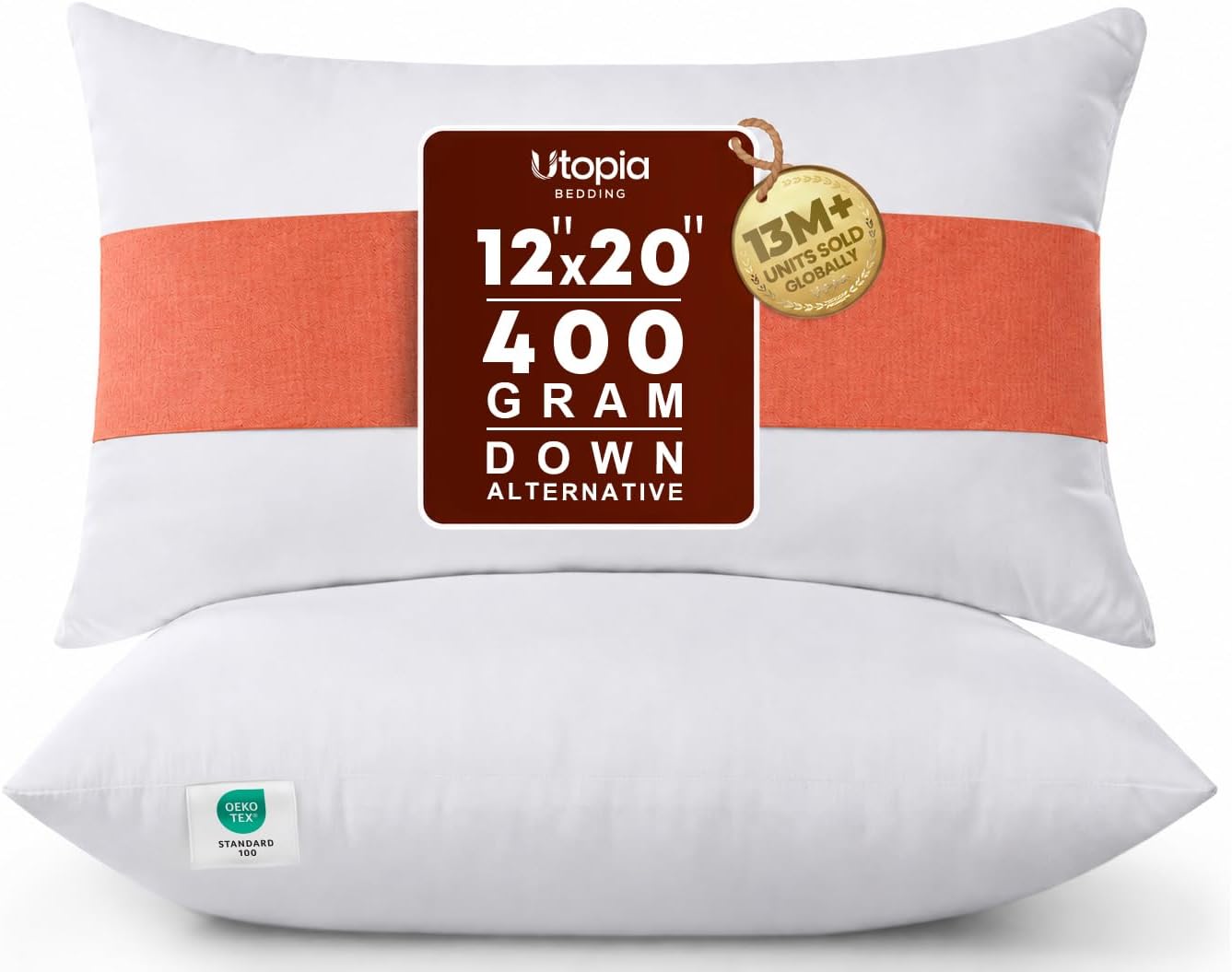 Utopia Bedding 12x20 Pillow Inserts, White Throw Pillows for Couch, 2 Pack | 100% Virgin Filling, Indoor cushion inserts for bed, sofa & couch, Supportive & fluffy decorative pillows, Set of 2, White