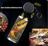 Vista 2 de 2 cestas enrollables para parrilla al aire libre, tubo de red de barbacoa, acero inoxidable, gran rotación de malla redonda, jaula cilíndrica