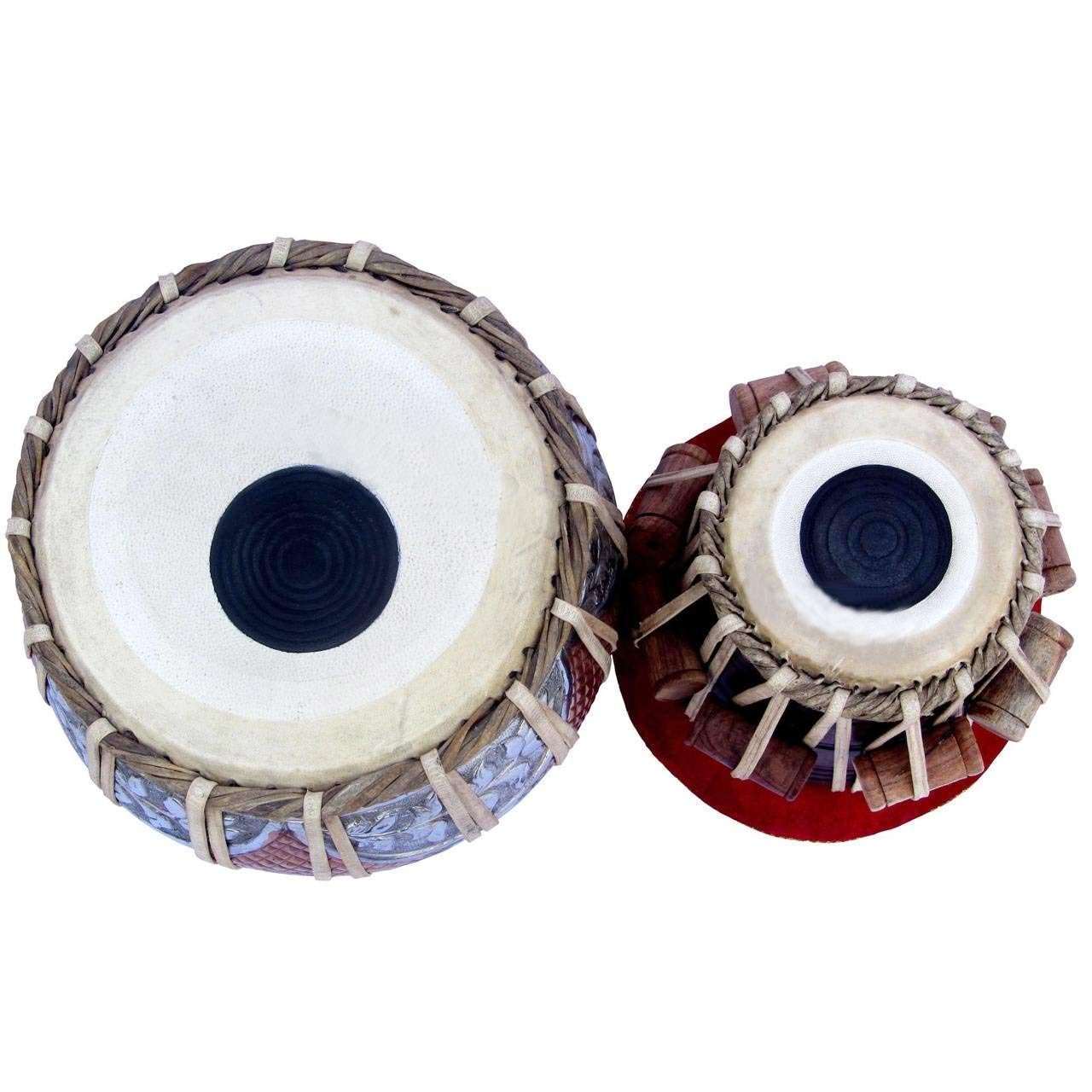 FASHERATI MUSICALS Zestaw perkusyjny Tabla, jakość koncertowa, 4,5 kg, miedziany Bayan, podwójny kolor, Sheesham Dayan Tuneable Tabla, instrument muzyczny z torbą i poduszką