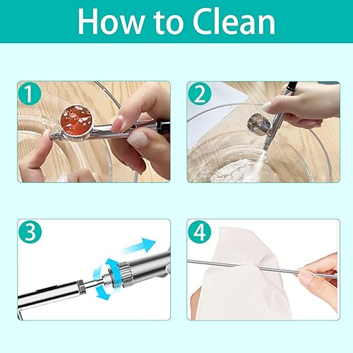 Miniatura 6 de Kit de Aerógrafo Gocheer con Compresor de Aire, 40 48 PSI de Alta Presión, Pincel de Aire sin Obstrucciones con Boquilla de 0.2/0.3/0.5mm/Juegos de