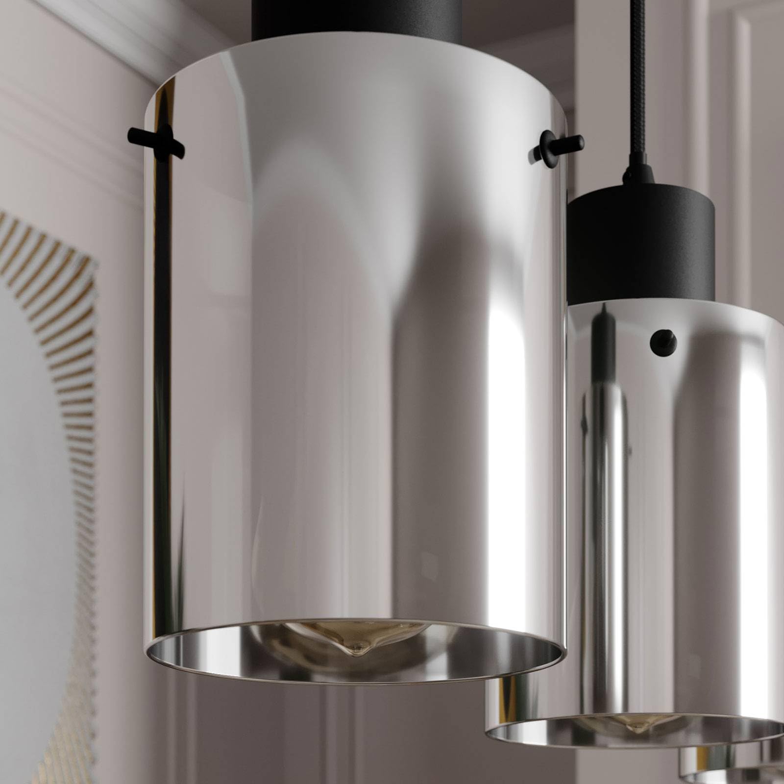 Lindby Esstisch Pendelleuchte Glas rauchgrau, Hängeleuchte Rauchglas Esszimmer 4x E27 ohne Leuchtmittel Hängelampe Wohnzimmer Esszimmerlampe