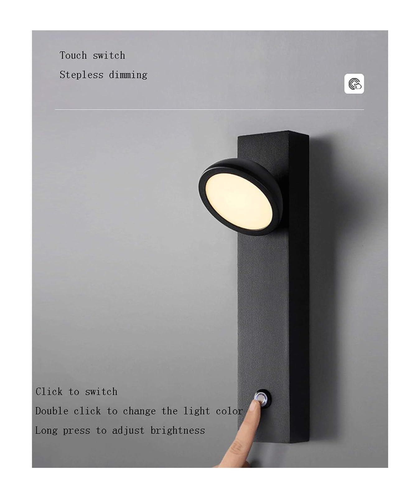 Genérico Aplique de pared con sensor táctil, lámpara de noche, cambio de color y luz nocturna regulable