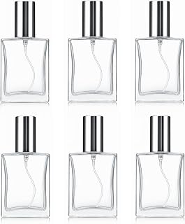 6Packs 1Oz/30ml Clear Glass Atomizer Spray Bottles Refillable Fine Mist Perfume Dispenser Bottles Containers with Silver Caps for Travel,Decants,Cologne DIY