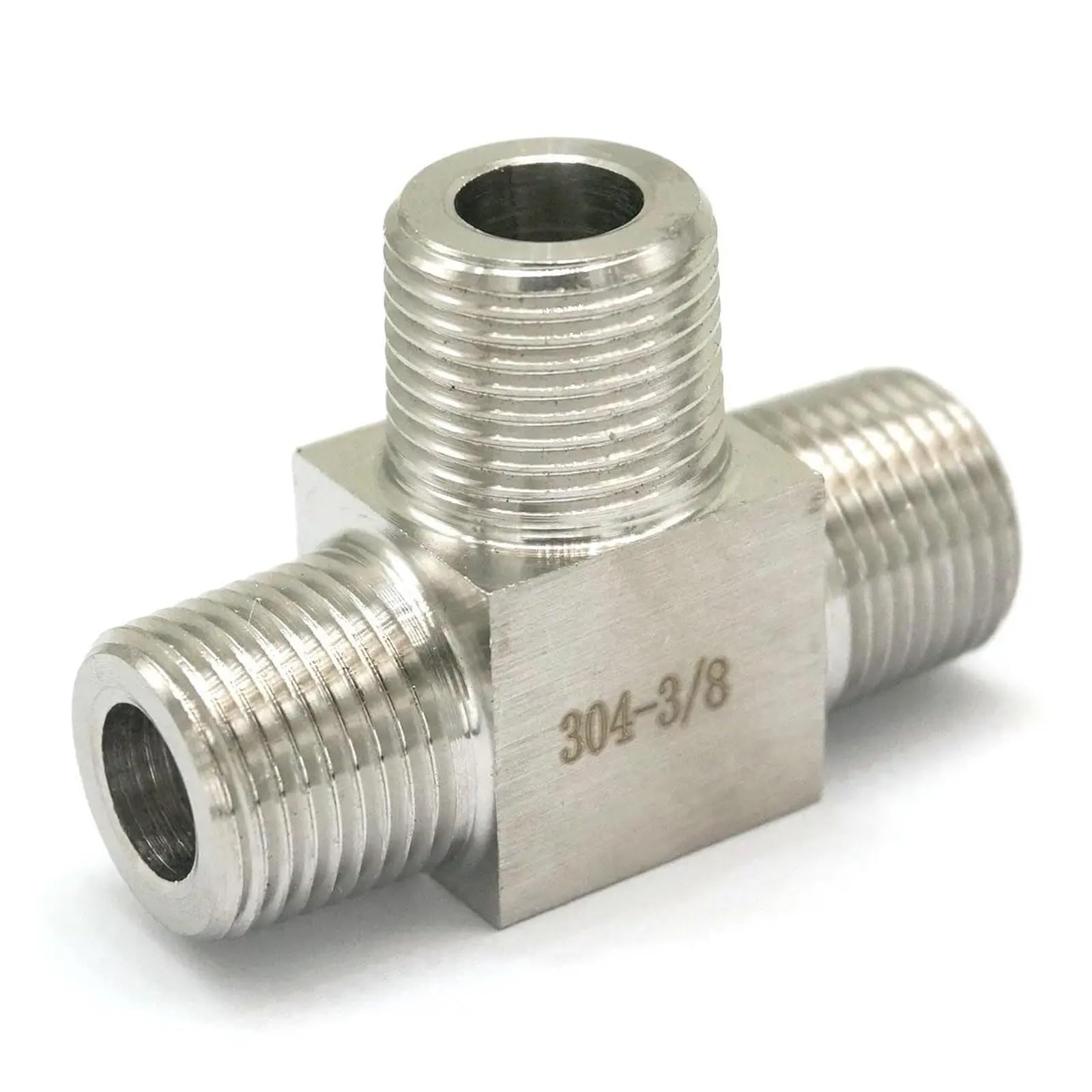 Auoqkqut Men's One Color Equal 3/8" Bspt Threaded Tee 3 Way 304 Stainless Steel Pipe Fitting Connector Max Pressure 2.5 Mpa