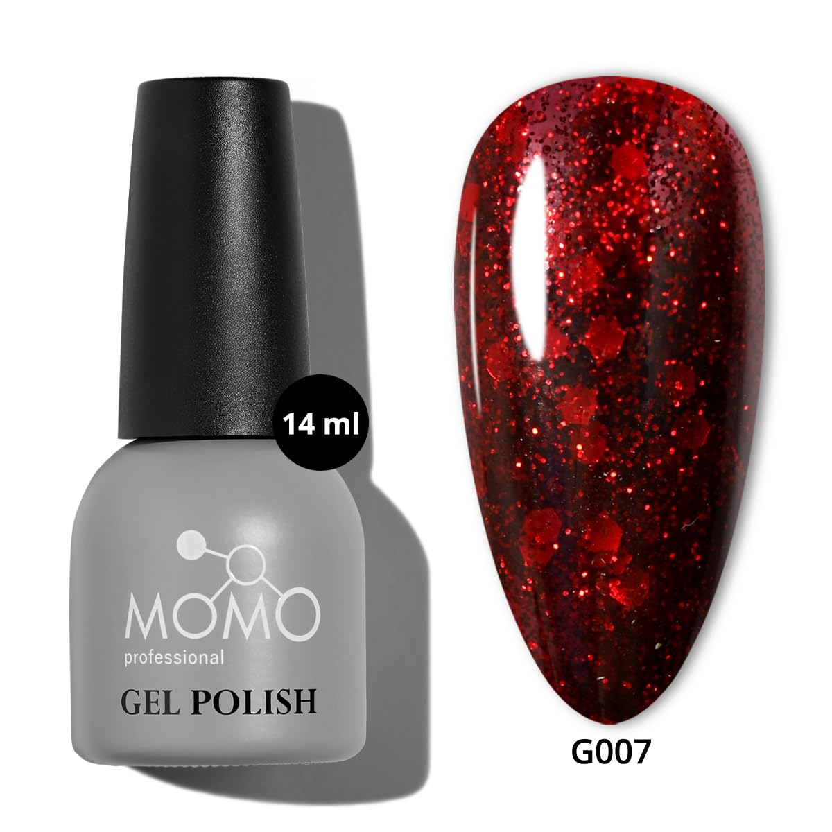 MOMO professional Kalıcı Oje G007 Kırmızı Parıltılı Şarap 14 ml