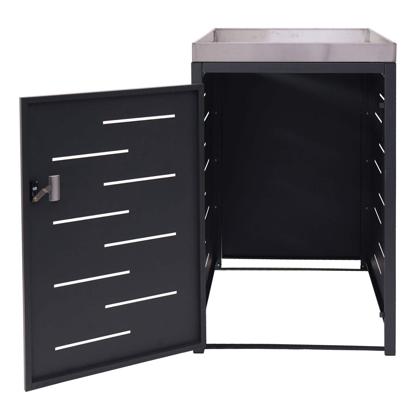 XL 1/2 Mülltonnenverkleidung HWC-H40, Mülltonnenbox, Pflanzkasten EdelstahlMetall 40kg 125x75x102cm erweiterbar