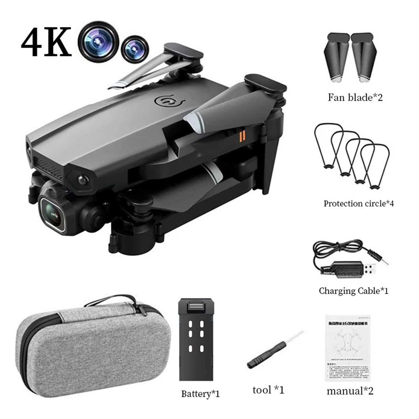 Drone Mini RC Drone 4K Podwójna kamera HD Kamera szerokokątna 1080P WiFi Ciśnienie powietrza Stała wysokość FFoldable Quadcopter Drone Toy (Kolor: 1080P Rozmiar pudełka: 1) (Podwójne kamery 4K 2 1)