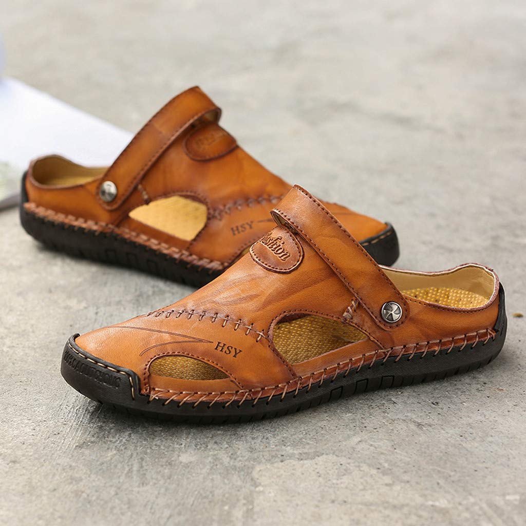 MJGkhiy Sandalias Deportivas Hombre Senderismo Transpirable Sandalias Goma Sandalias Paseo Ligeras Antideslizantes Sandalias Cuero Chanclas Playa Sandalia Con Strappo Al Aire Libre Sandalias Romanas