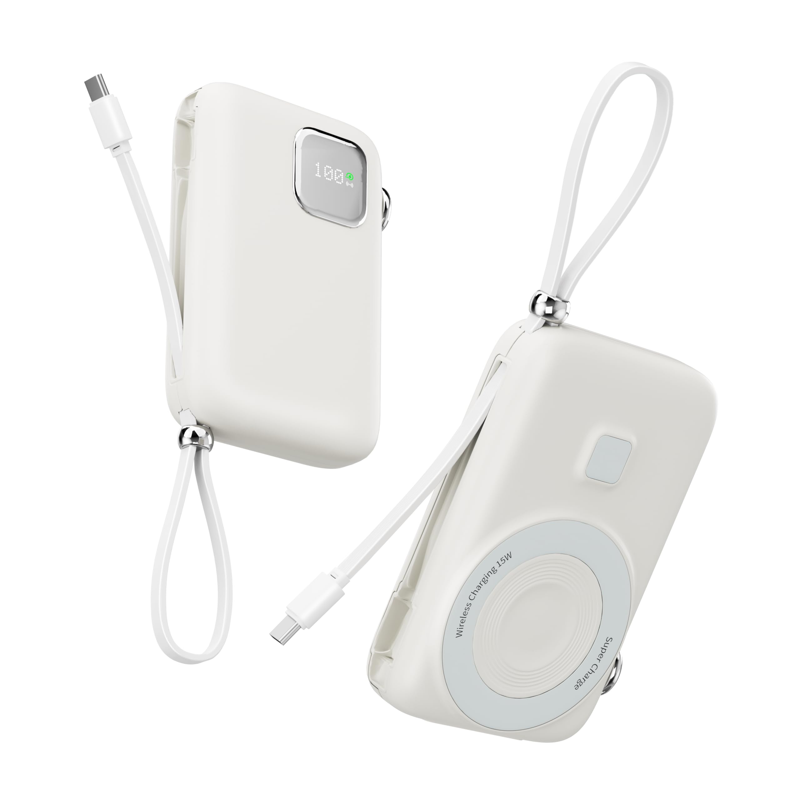 Amazon | 【Type-C充電ケーブル内蔵】モバイルバッテリー 大容量