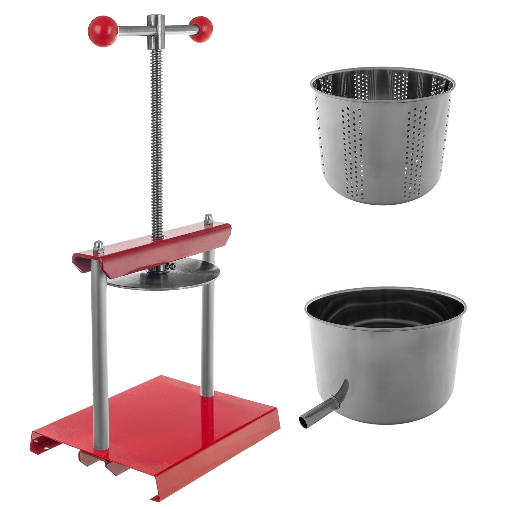 KADAX Obstpresse 2 Liter, Weinpresse, Manuelle Saftpresse mit Handkurbel, Obstmühle, Fruchtpresse, Entsafter für Weintrauben, Maischepresse, Traubenmühle