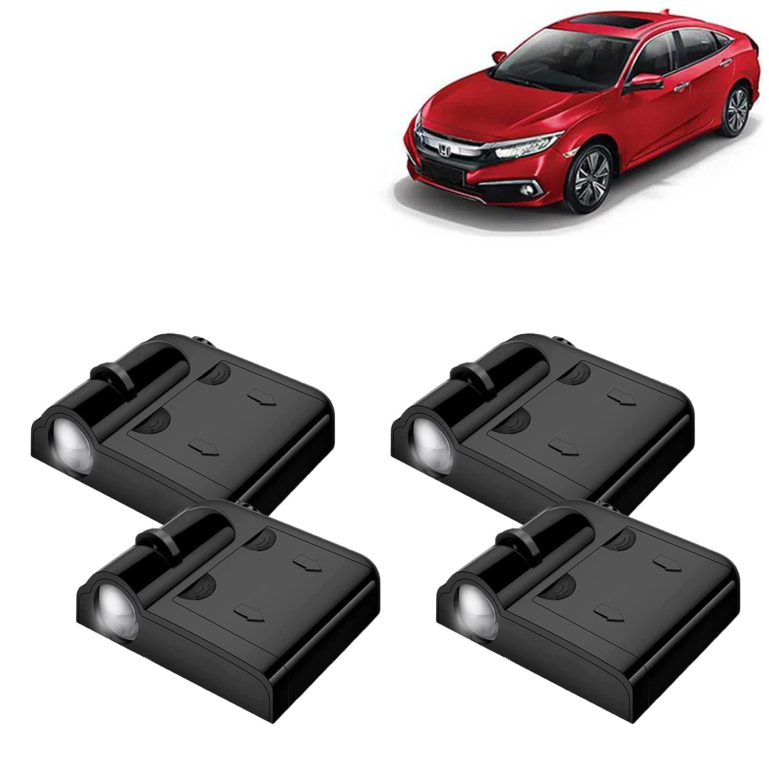 Kingsway® Honda Shadow Light Compatible with Civic (Year 2019 to 2020), IR LED Projector Ghost Lamp Ambient Light, Car Accessories, 3D Logo of Car Brand Projected on the Ground, Pack of 4 Pcs